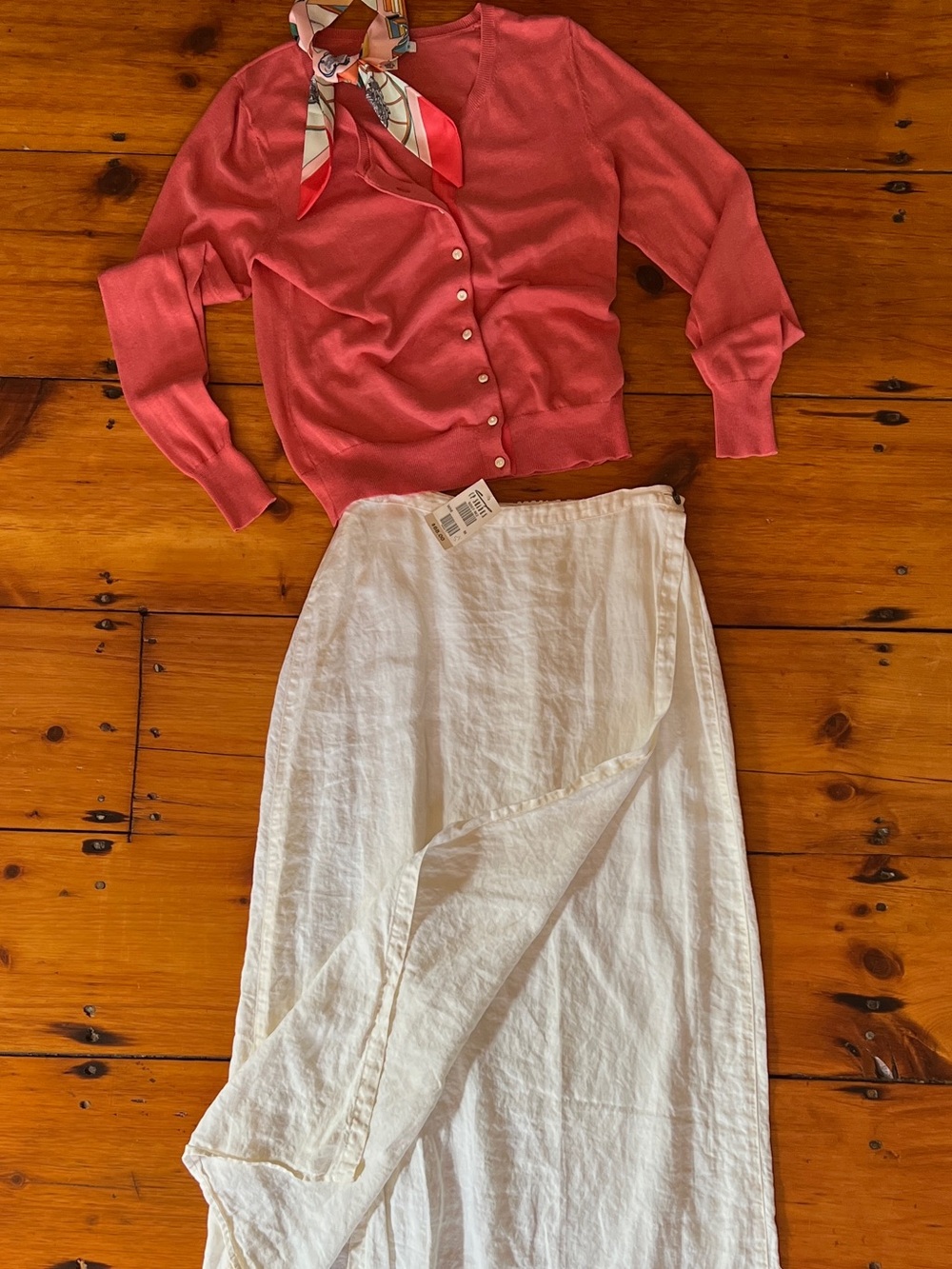 NWT VTG 90s CP Shades White Linen Wrap Maxi Skirt M
